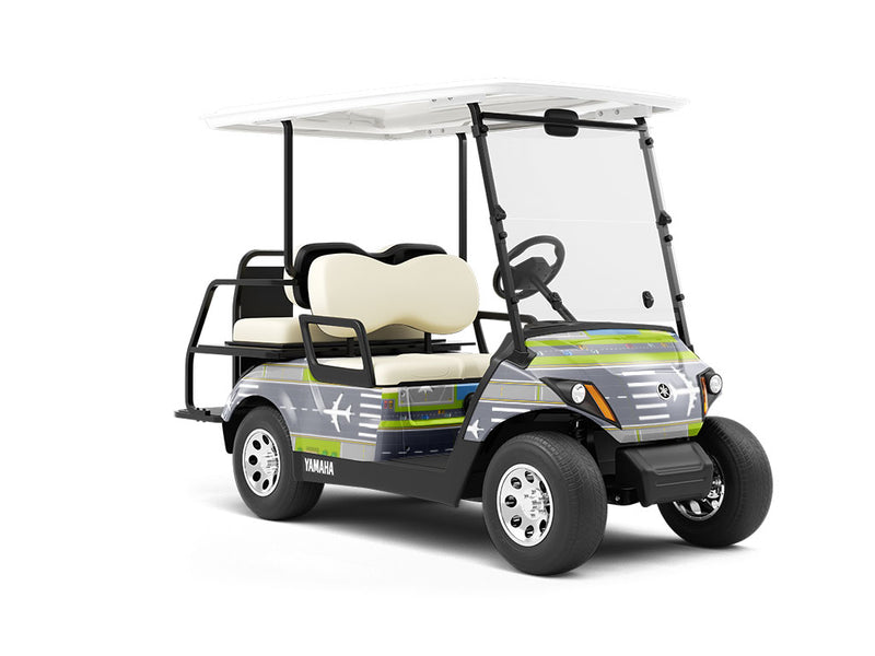 Busy Tarmac Cityscape Wrapped Golf Cart
