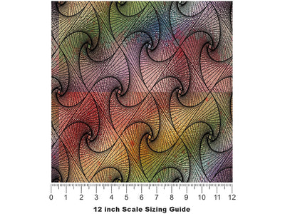 Caged Rainbow Optical Illusion Vinyl Film Pattern Size 12 inch Scale~Rwraps Caged Rainbow Optical Illusion Sizing Chart~2