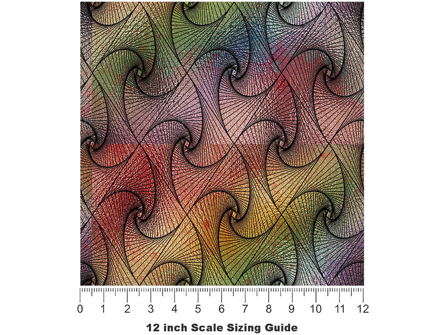 Caged Rainbow Optical Illusion Vinyl Film Pattern Size 12 inch Scale~Rwraps Caged Rainbow Optical Illusion Sizing Chart~2