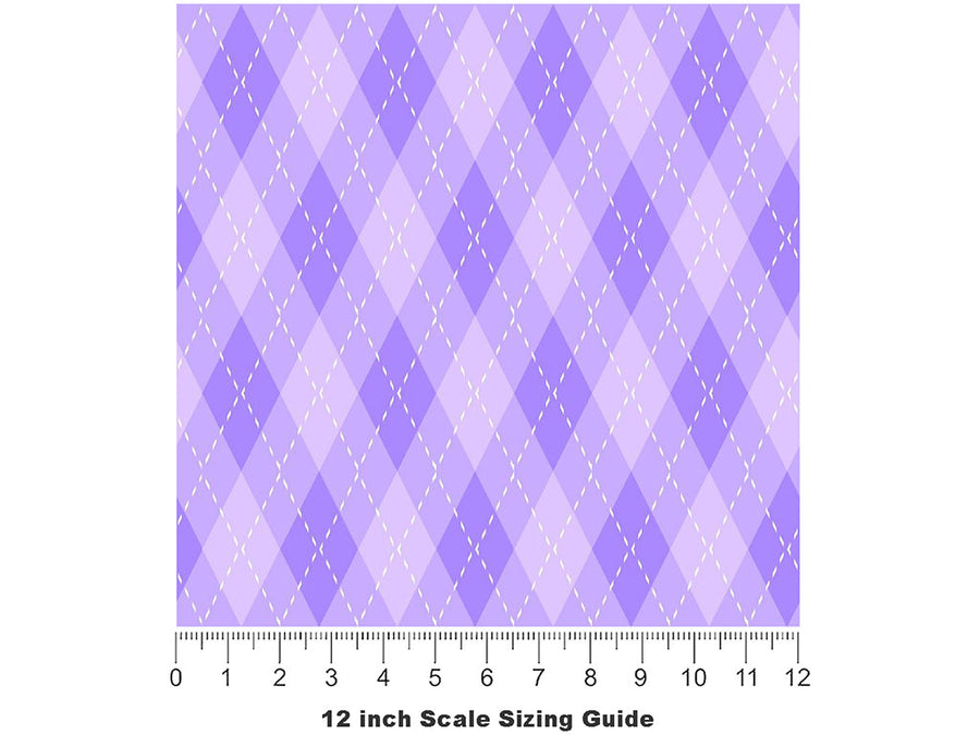 Calming Orchid Argyle Vinyl Film Pattern Size 12 inch Scale~Rwraps Calming Orchid Argyle Sizing Chart~2
