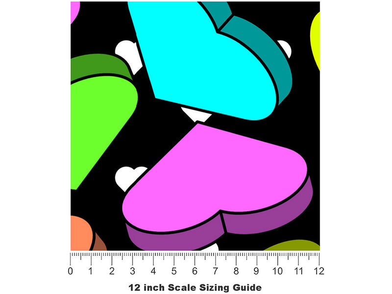 Candygram Crunch Heart Vinyl Film Pattern Size 12 inch Scale~Rwraps Candygram Crunch Heart Sizing Chart~2