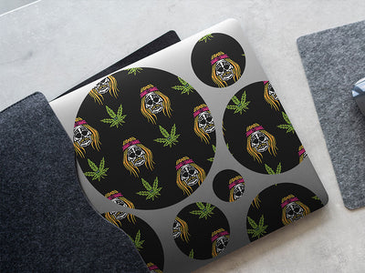 cannabinoid skulls skull and bones DIY Laptop Stickers