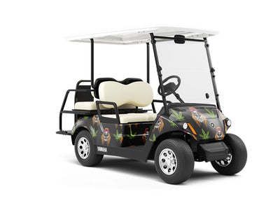 Cannabinoid Skulls Halloween Wrapped Golf Cart