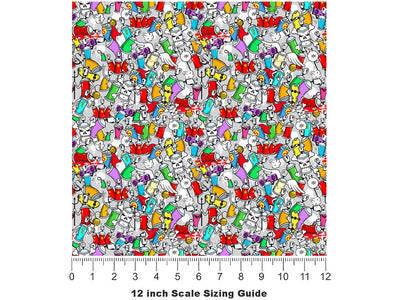 Cannon Fire Graffiti Vinyl Film Pattern Size 12 inch Scale~Rwraps Cannon Fire Graffiti Sizing Chart~2