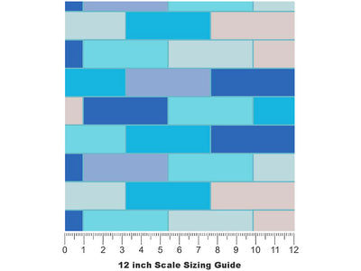 Capri Blue Brick Vinyl Film Pattern Size 12 inch Scale~Rwraps Capri Blue Brick Sizing Chart~3