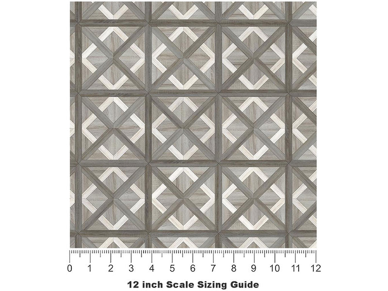 Carbon Stain Wooden Parquet Vinyl Film Pattern Size 12 inch Scale~Rwraps Carbon Stain Wooden Parquet Sizing Chart~3