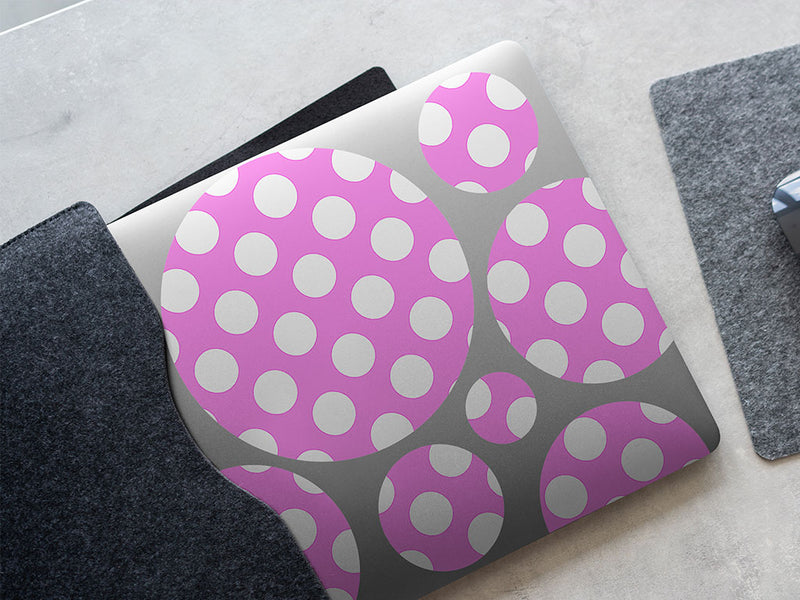 carnation pink polka dot DIY Laptop Stickers