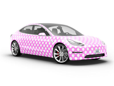 Carnation Pink Polka Dot Vehicle Vinyl Wrap
