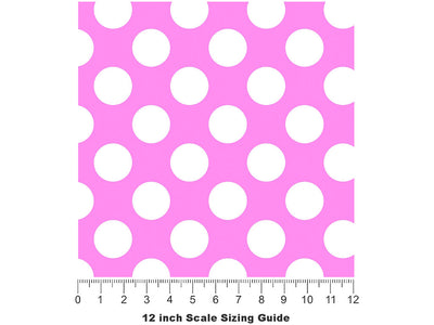 Carnation Pink Polka Dot Vinyl Film Pattern Size 12 inch Scale~Rwraps Carnation Pink Polka Dot Sizing Chart~2