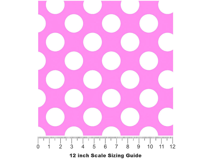 Carnation Pink Polka Dot Vinyl Film Pattern Size 12 inch Scale~Rwraps Carnation Pink Polka Dot Sizing Chart~2