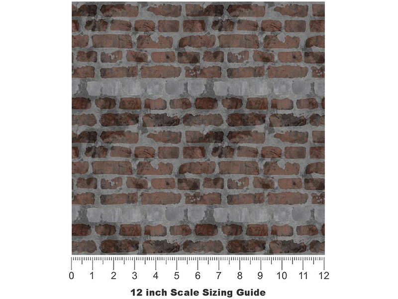 Carob Brown Brick Vinyl Film Pattern Size 12 inch Scale~Rwraps Carob Brown Brick Sizing Chart~3