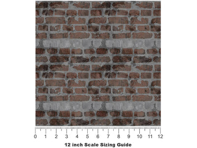 Carob Brown Brick Vinyl Film Pattern Size 12 inch Scale~Rwraps Carob Brown Brick Sizing Chart~3
