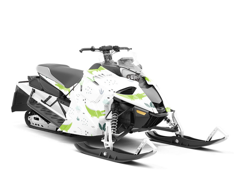Cartoon Alligators Marine Life Custom Wrapped Snowmobile