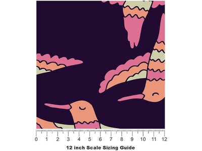 Cartoon Dancers Birds Vinyl Film Pattern Size 12 inch Scale~Rwraps Cartoon Dancers Birds Sizing Chart~2