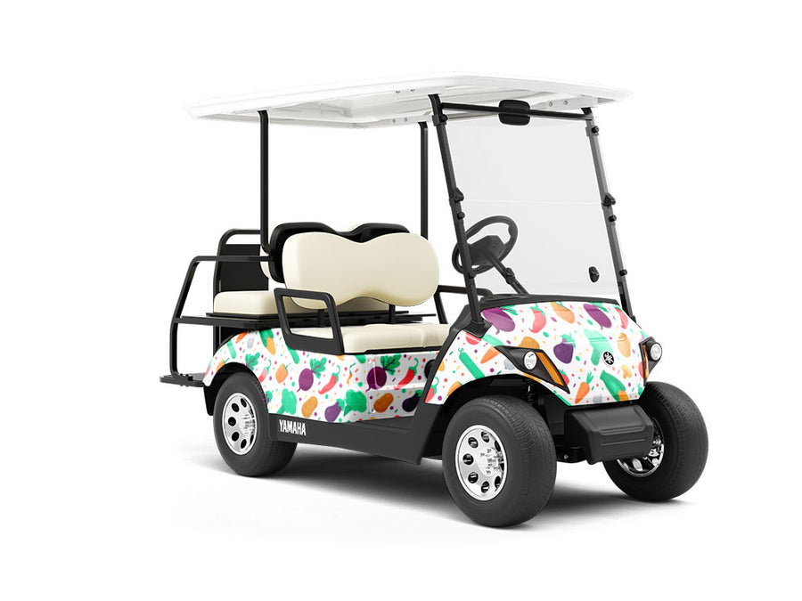 Cartoon Harvest Gardening Wrapped Golf Cart