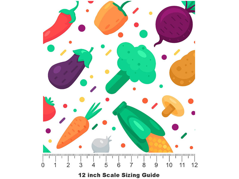 Cartoon Harvest Gardening Vinyl Film Pattern Size 12 inch Scale~Rwraps Cartoon Harvest Gardening Sizing Chart~2