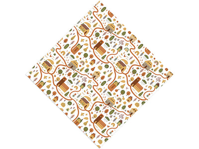 Cartoon Village Cityscape Vinyl Wrap Pattern