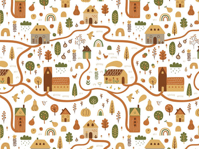 Cartoon Village Cityscape Vinyl Wrap Pattern~Rwraps Series 914 Digitally Printed Vinyl Wrap~0