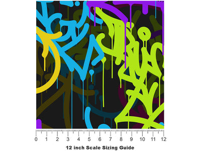 Caution Wet Paint Graffiti Vinyl Film Pattern Size 12 inch Scale~Rwraps Caution Wet Paint Graffiti Sizing Chart~3