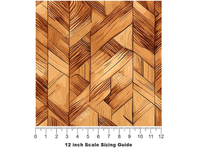 Cedar Trapezoids Wooden Parquet Vinyl Film Pattern Size 12 inch Scale~Rwraps Cedar Trapezoids Wooden Parquet Sizing Chart~3