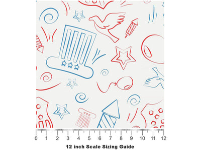 Celebrating Freedom Americana Vinyl Film Pattern Size 12 inch Scale~Rwraps Celebrating Freedom Americana Sizing Chart~3