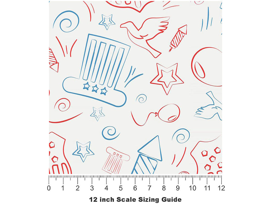 Celebrating Freedom Americana Vinyl Film Pattern Size 12 inch Scale~Rwraps Celebrating Freedom Americana Sizing Chart~3