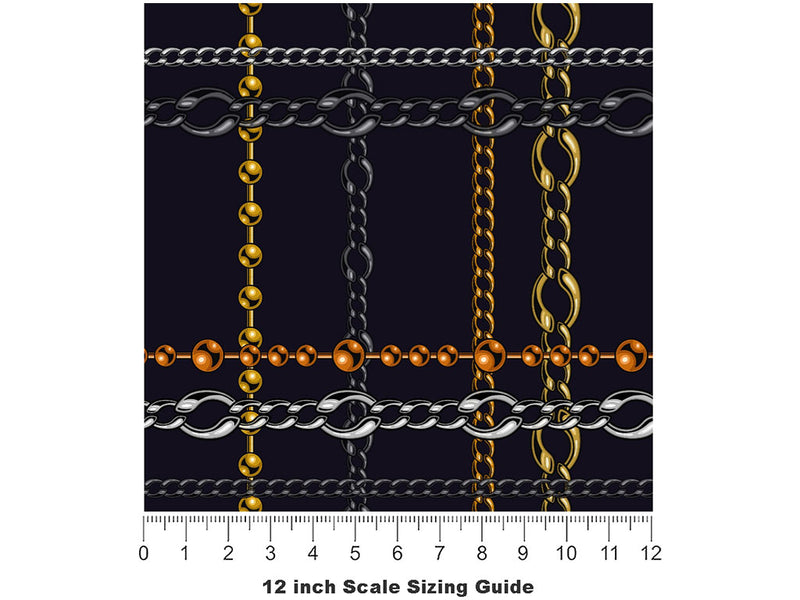 Chain Excitement Bling Vinyl Film Pattern Size 12 inch Scale~Rwraps Chain Excitement Bling Sizing Chart~2