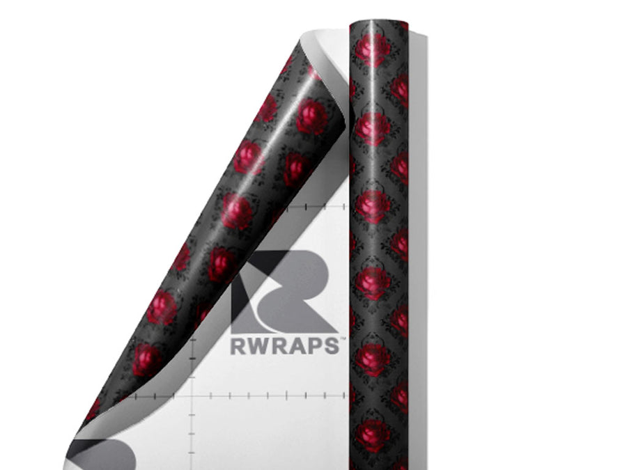 Charcoal Roses Gothic Wrap Film Sheets~Rwraps Series 914 Charcoal Roses Gothic Scrolled Sheet~3