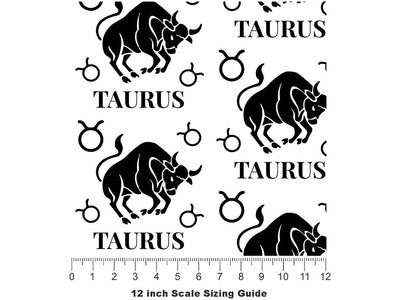 Charging Bull Astrology Vinyl Film Pattern Size 12 inch Scale~Rwraps Charging Bull Astrology Sizing Chart~2