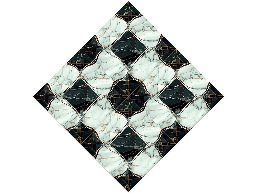 Checkered Flower Tile Vinyl Wrap Pattern