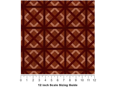 Cherry Stain Wooden Parquet Vinyl Film Pattern Size 12 inch Scale~Rwraps Cherry Stain Wooden Parquet Sizing Chart~3