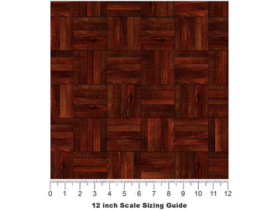 Cherry Stain Wooden Parquet Vinyl Film Pattern Size 12 inch Scale~Rwraps Cherry Stain Wooden Parquet Sizing Chart~3