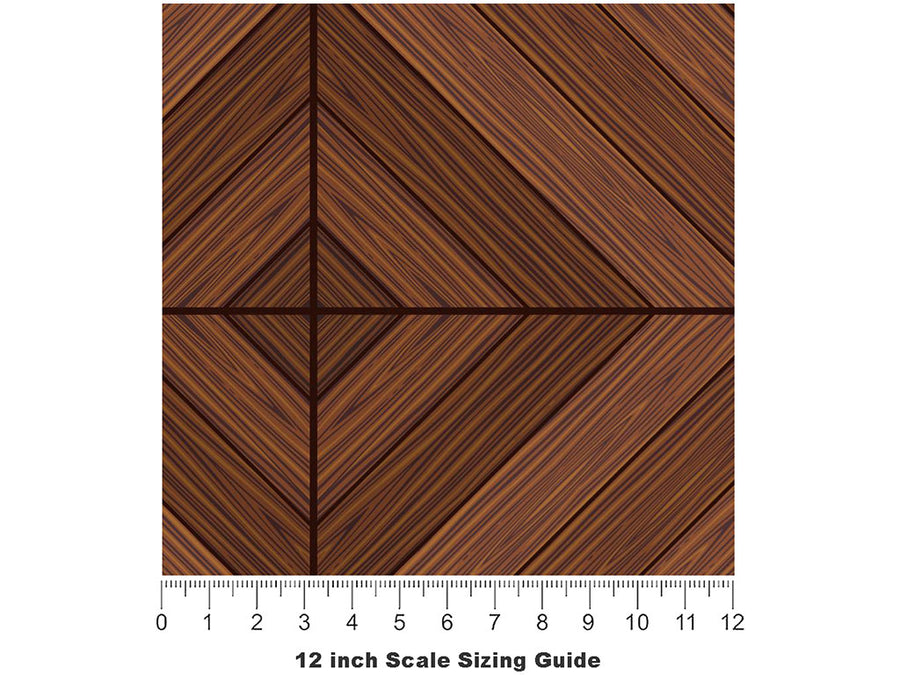 Chestnut Diamonds Wooden Parquet Vinyl Film Pattern Size 12 inch Scale~Rwraps Chestnut Diamonds Wooden Parquet Sizing Chart~3