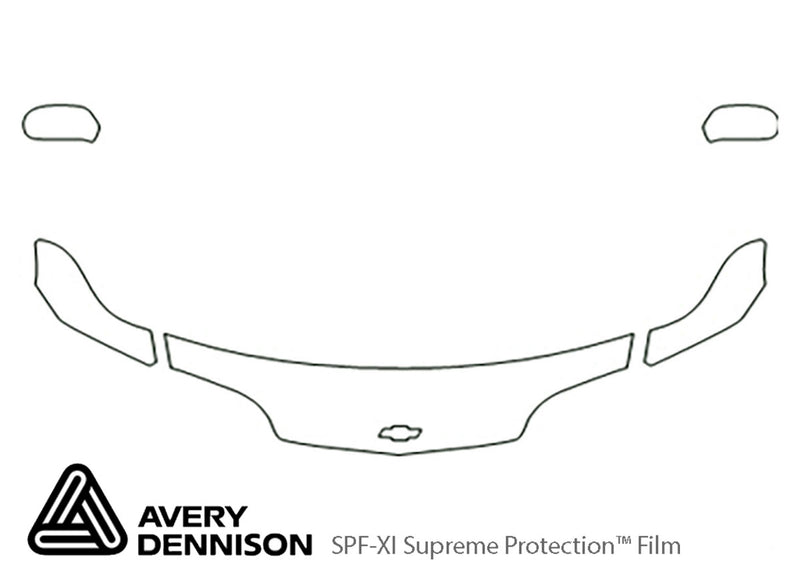 cavalier Avery Dennison Clear Bra Hood Precut PPF Diagram