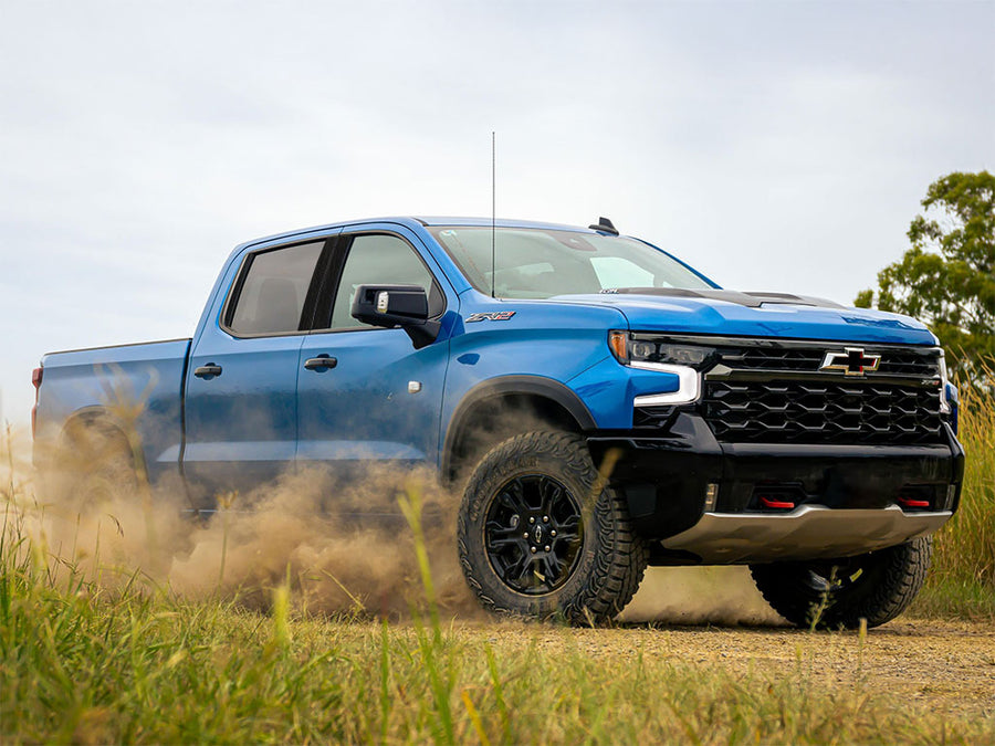 chevrolet silverado 2019-2024 (1500 crew / extended cab) Brushed Aluminum Black Pillar Trim