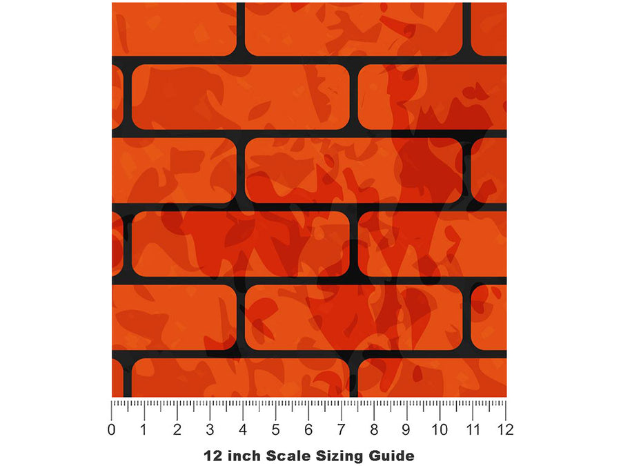 Chili Red Brick Vinyl Film Pattern Size 12 inch Scale~Rwraps Chili Red Brick Sizing Chart~3