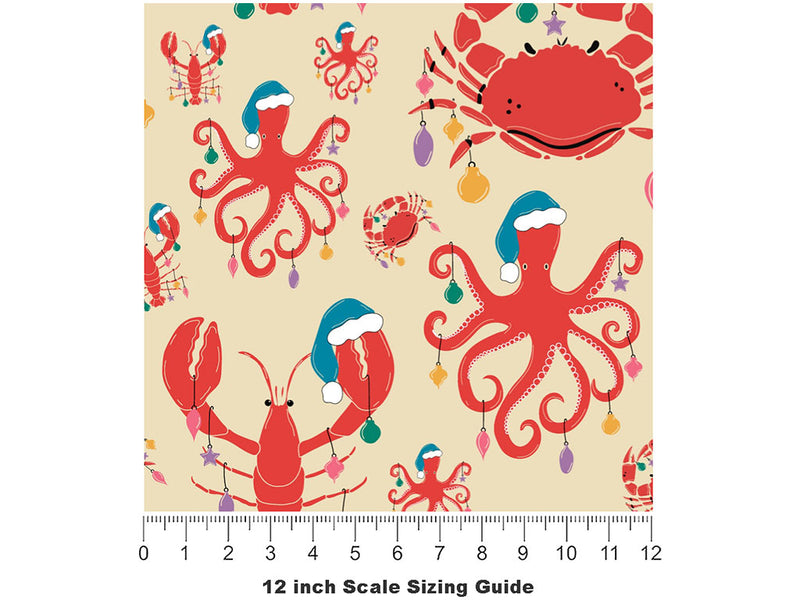 Christmas Seaside Marine Life Vinyl Film Pattern Size 12 inch Scale~Rwraps Christmas Seaside Marine Life Sizing Chart~2