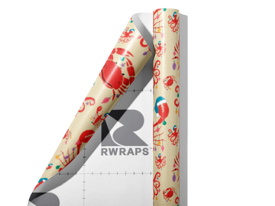 Christmas Seaside Marine Life Wrap Film Sheets~Rwraps Series 914 Christmas Seaside Marine Life Scrolled Sheet~3