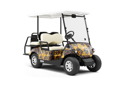 Chrysanthemum Tile Wrapped Golf Cart
