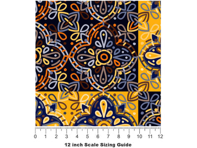 Chrysanthemum Tile Vinyl Film Pattern Size 12 inch Scale~Rwraps Chrysanthemum Tile Sizing Chart~3