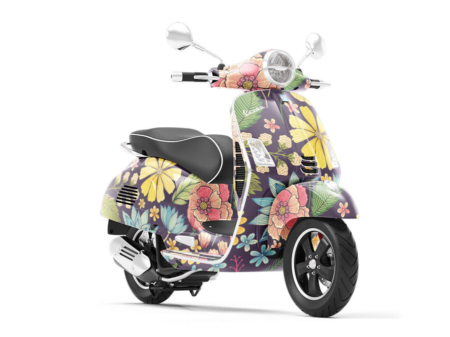 Chrysanthemum Garden Floral Vespa Scooter Wrap Film
