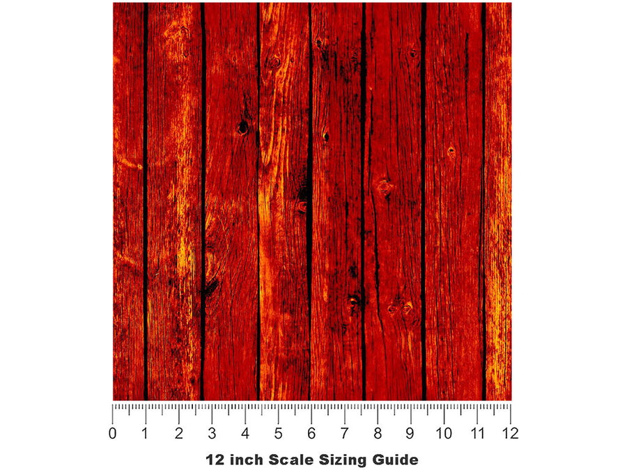 Cinnabar  Wood Plank Vinyl Film Pattern Size 12 inch Scale~Rwraps Cinnabar  Wood Plank Sizing Chart~3