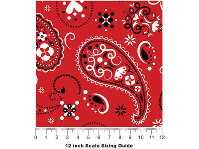 Classic Bandana Paisley Vinyl Film Pattern Size 12 inch Scale~Rwraps Classic Bandana Paisley Sizing Chart~2