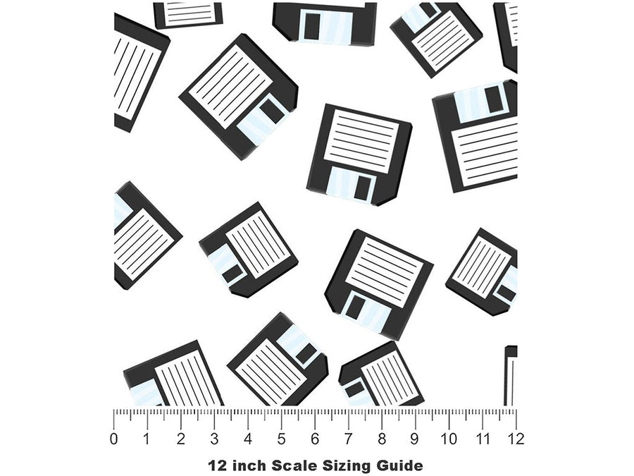 Classic Floppys Technology Vinyl Film Pattern Size 12 inch Scale~Rwraps Classic Floppys Technology Sizing Chart~3
