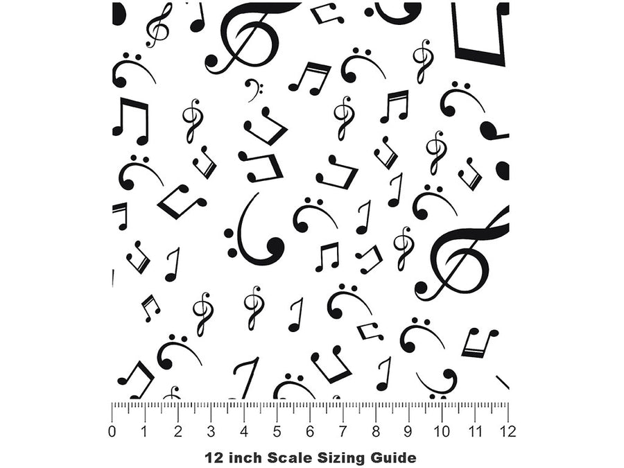 Classic Notes Music Vinyl Film Pattern Size 12 inch Scale~Rwraps Classic Notes Music Sizing Chart~2