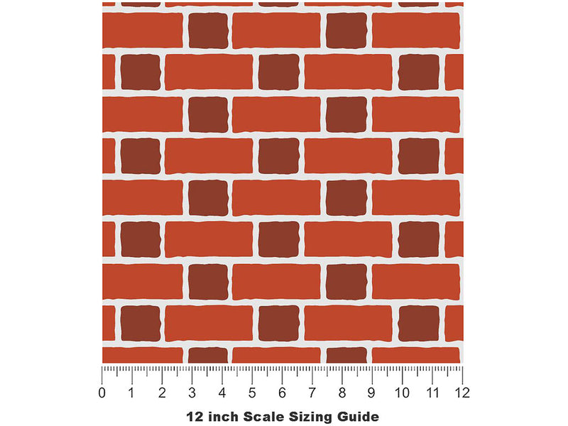 Clay Orange Brick Vinyl Film Pattern Size 12 inch Scale~Rwraps Clay Orange Brick Sizing Chart~3