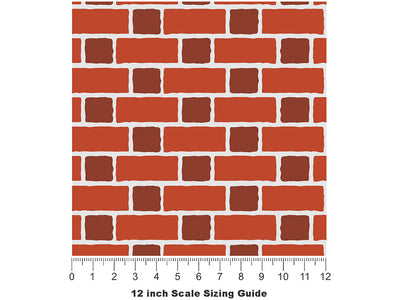 Clay Orange Brick Vinyl Film Pattern Size 12 inch Scale~Rwraps Clay Orange Brick Sizing Chart~3