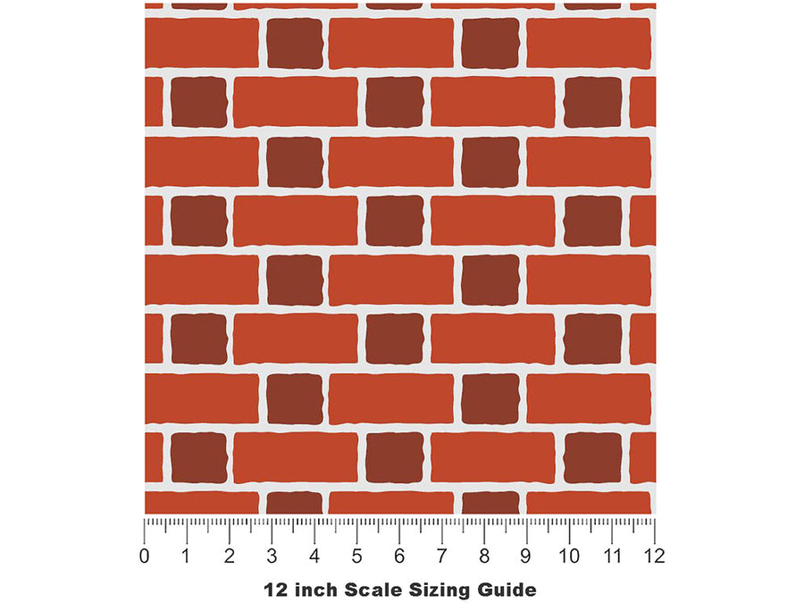Clay Orange Brick Vinyl Film Pattern Size 12 inch Scale~Rwraps Clay Orange Brick Sizing Chart~3