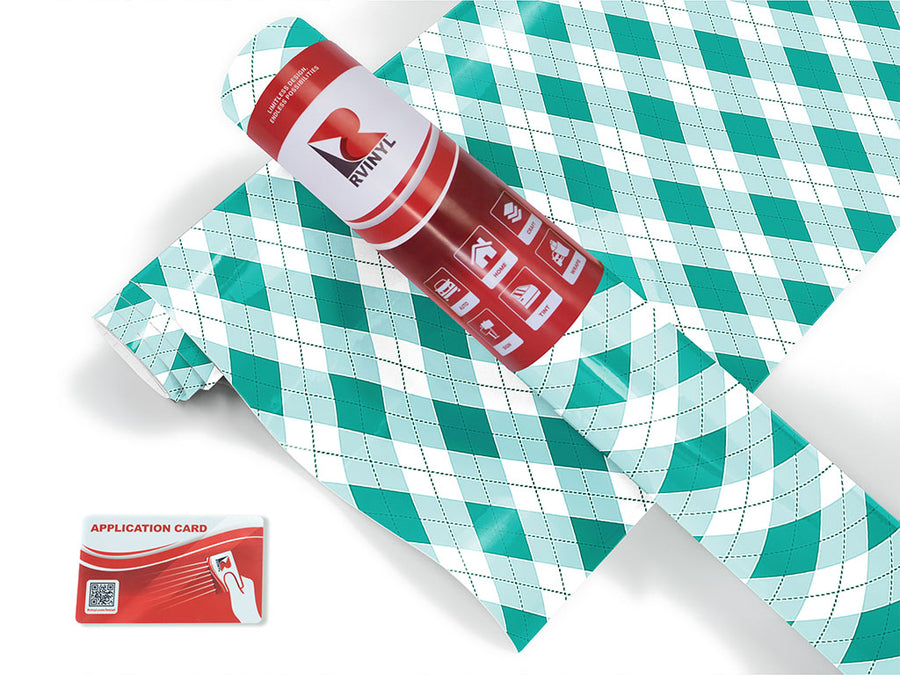 clear ocean argyle Craft Vinyl Roll
