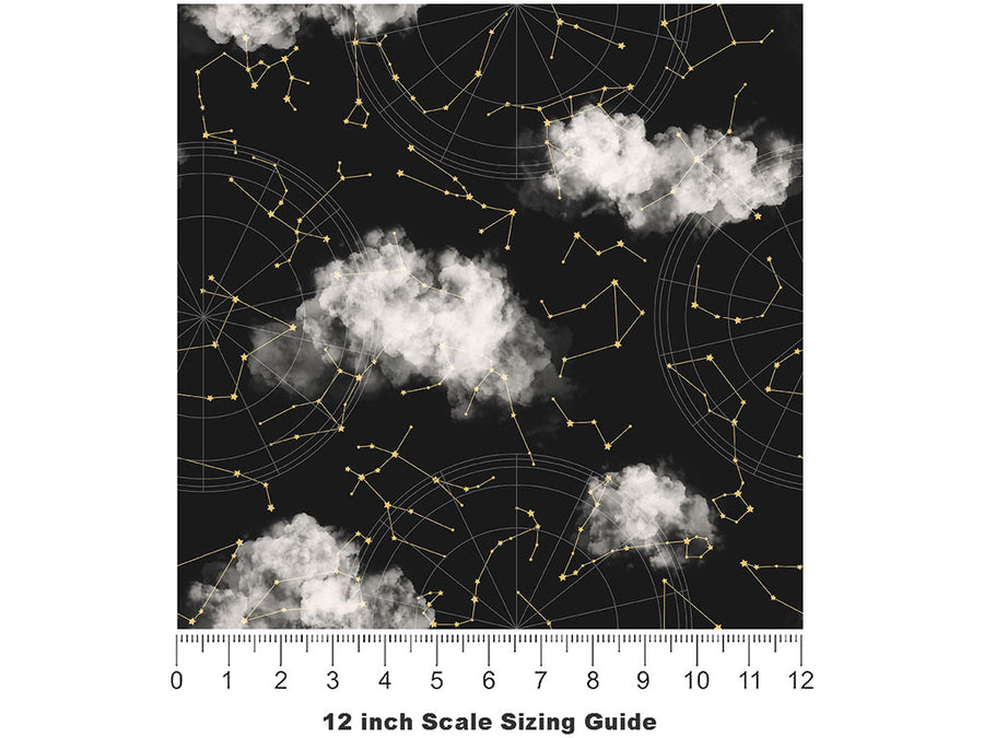 Cloudy Constellations Astrology Vinyl Film Pattern Size 12 inch Scale~Rwraps Cloudy Constellations Astrology Sizing Chart~2